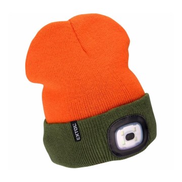 Extol - Mössa med pannlampa och USB-laddning 300 mAh neongul/orange storlek UNI