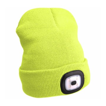 Extol - Mössa med pannlampa och USB-laddning 300 mAh neongul storlek UNI