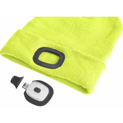 Extol - Mössa med pannlampa och USB-laddning 300 mAh neongul storlek UNI