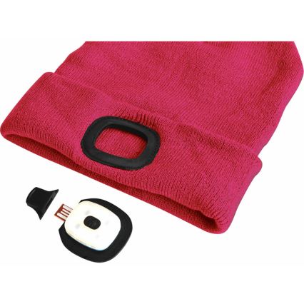 Extol - Mössa med pannlampa och USB-laddning 300 mAh rosa storlek UNI