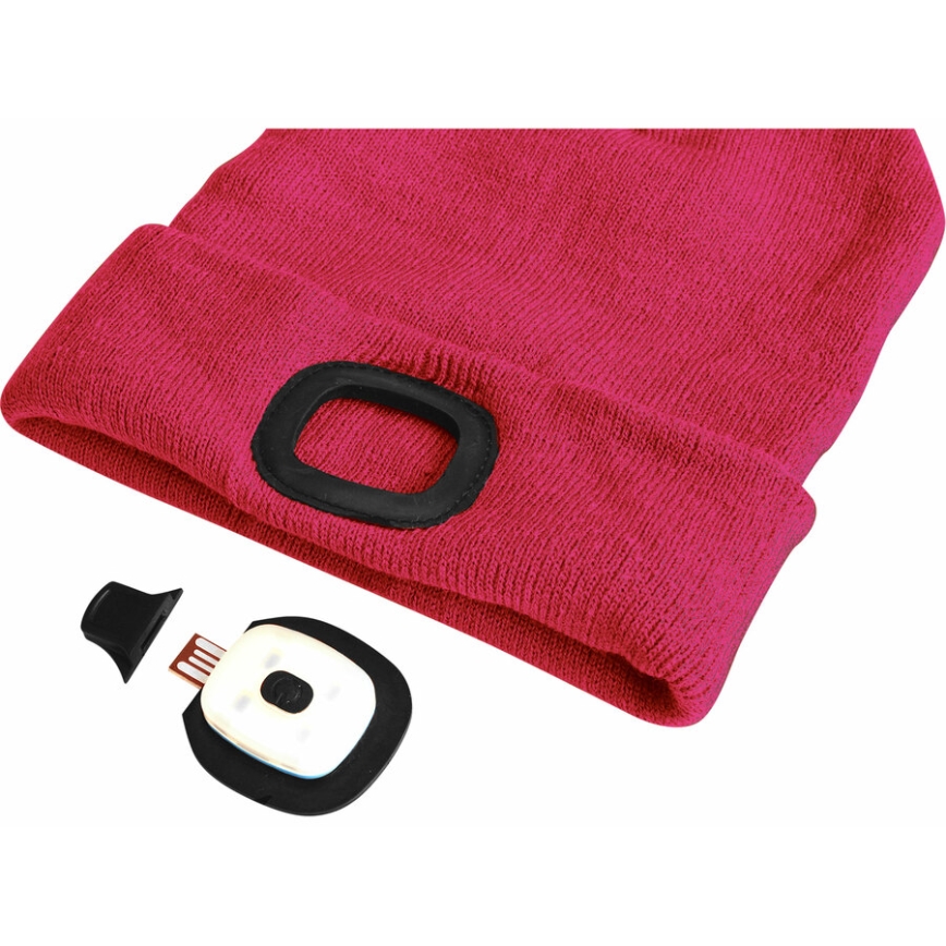 Extol - Mössa med pannlampa och USB-laddning 300 mAh rosa storlek UNI