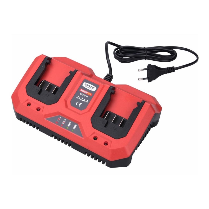 Extol Premium - Batteriladdare med dubbla ackumulatorer 2x2,4A 230V