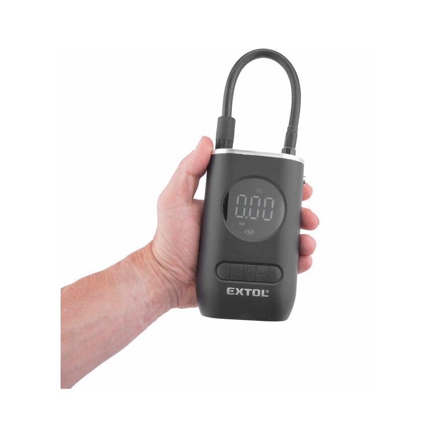Extol Premium - Digital fickkompressor 4000 mAh 7,4V svart
