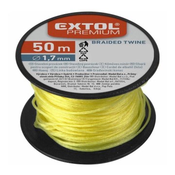 Extol Premium - Konstruktionssträng 1,7mm x 50m gul