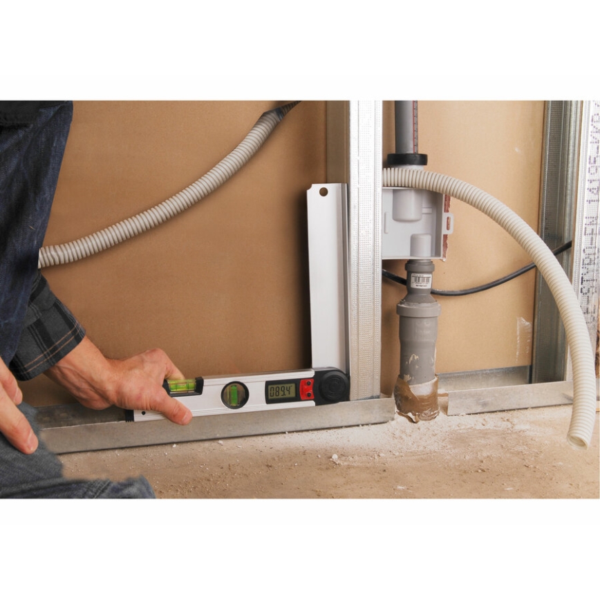 Extol Premium - Vattenpass med digital gradskiva 1xCR2032 305 mm