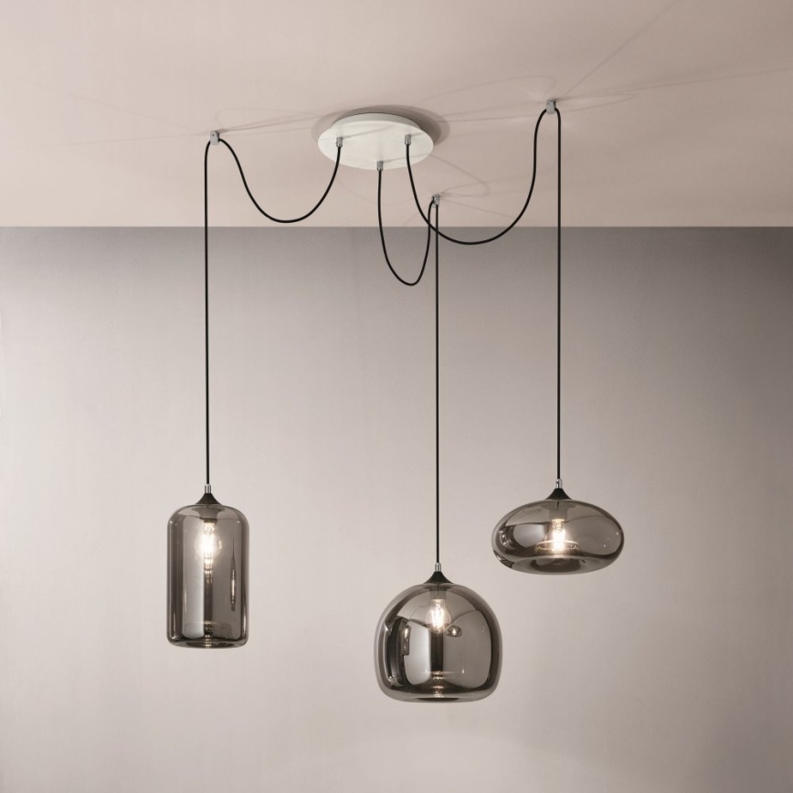 Fabas Luce 3496-47-126 - Ljuskrona med textilsladd FIONA 3xE27/60W/230V