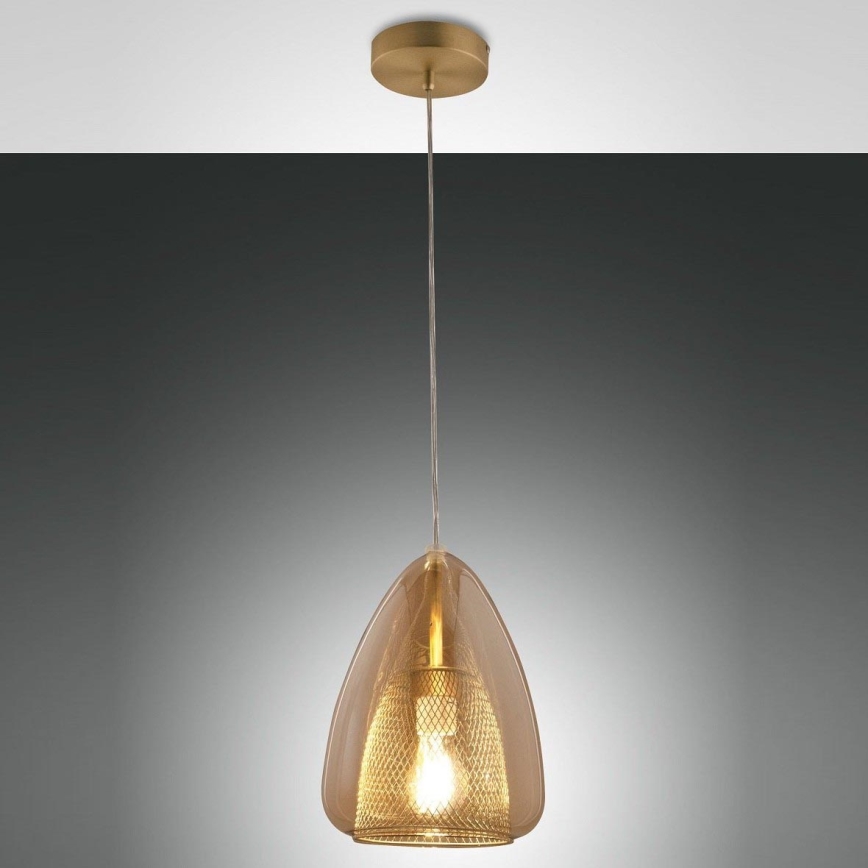 Fabas Luce 3673-40-125 - Ljuskrona med textilsladd BRITTON 1xE27/40W/230V guld