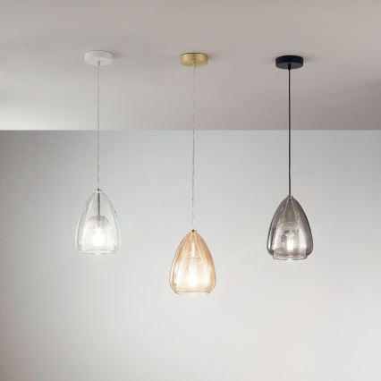 Fabas Luce 3673-40-125 - Ljuskrona med textilsladd BRITTON 1xE27/40W/230V guld