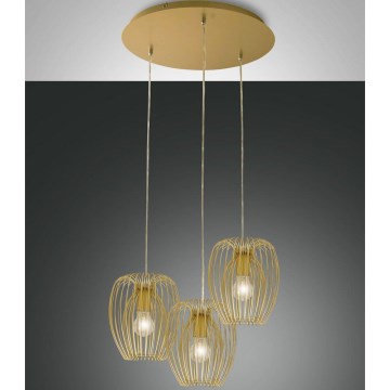 Fabas Luce 3677-47-225 - Ljuskrona med upphängningsrem CAMP 3xE27/40W/230V gyllene
