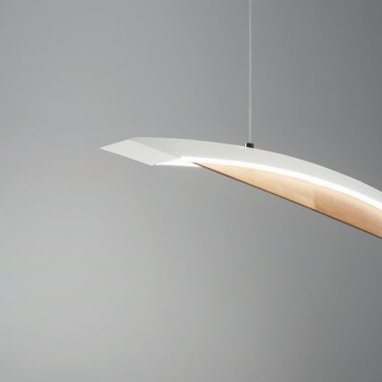 Fabas Luce 3697-40-102 - LED ljusreglerad ljuskrona på textilsladd CORDOBA LED/36W/230V vit/trä