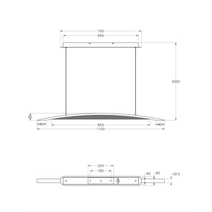 Fabas Luce 3697-40-102 - LED ljusreglerad ljuskrona på textilsladd CORDOBA LED/36W/230V vit/trä