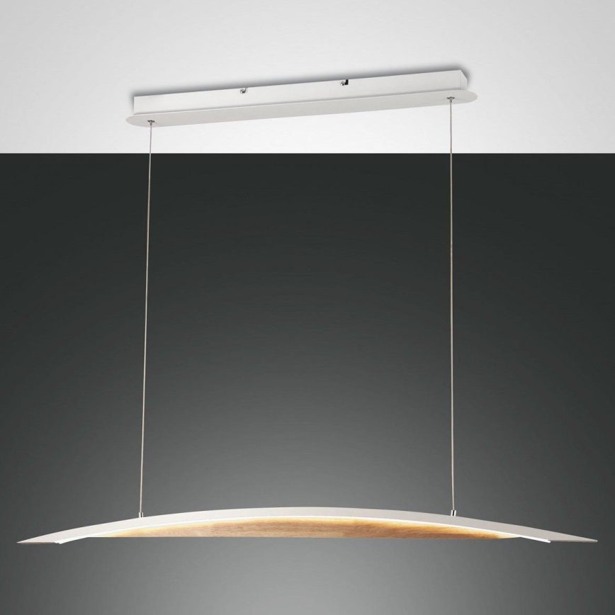 Fabas Luce 3697-40-102 - LED ljusreglerad ljuskrona på textilsladd CORDOBA LED/36W/230V vit/trä