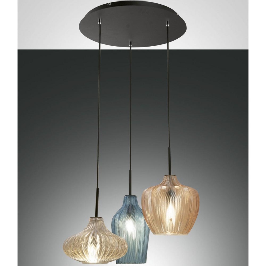 Fabas Luce 3725-47-363 - Ljuskrona med upphängningsrem OLBIA 3xE27/40W/230V