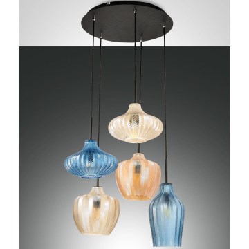 Fabas Luce 3725-49-363 - Ljuskrona med upphängningsrem OLBIA 5xE27/40W/230V