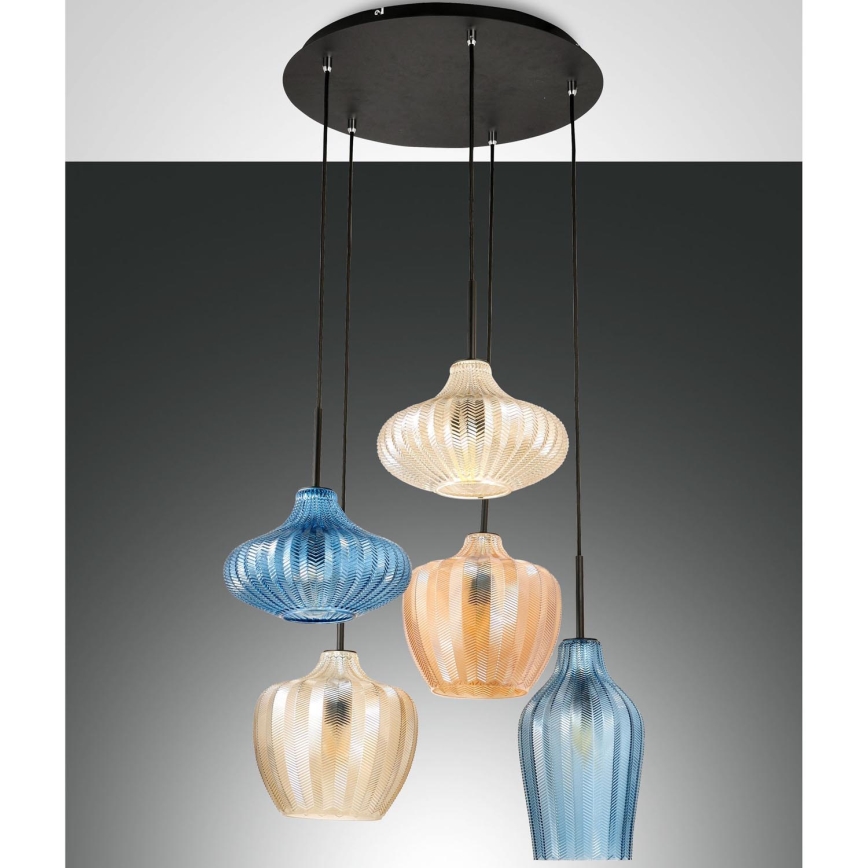 Fabas Luce 3725-49-363 - Ljuskrona med upphängningsrem OLBIA 5xE27/40W/230V