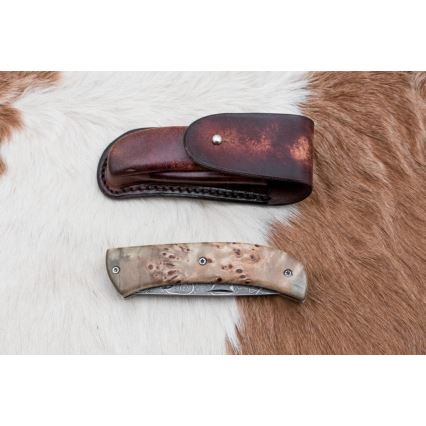 Fällbar Damaskus kniv 8,5 cm lindsläktet