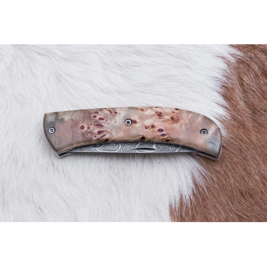 Fällbar Damaskus kniv 8,5 cm lindsläktet