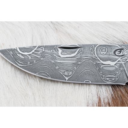 Fällbar Damaskus kniv 8,5 cm lindsläktet