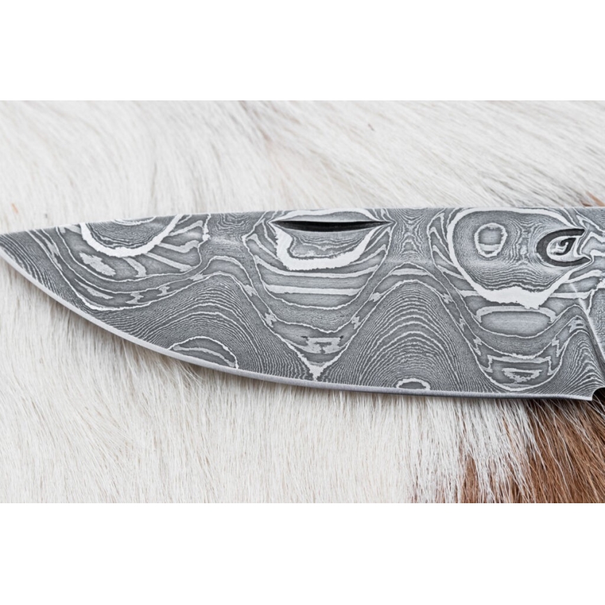 Fällbar Damaskus kniv 8,5 cm lindsläktet