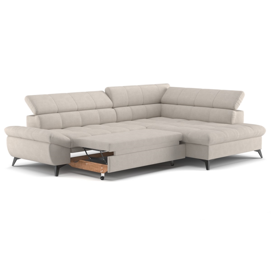 Fällbar L-formad soffa MARANO rätt beige