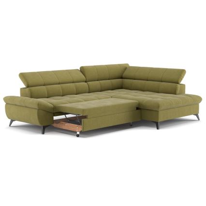 Fällbar L-formad soffa MARANO rätt oliv