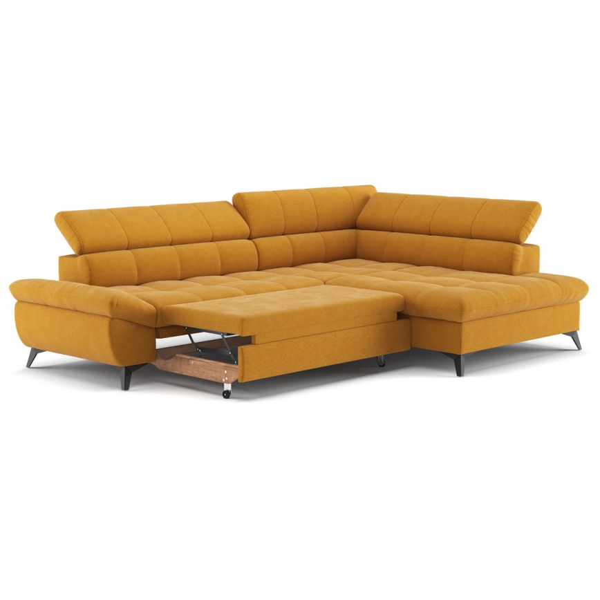 Fällbar L-formad soffa MARANO rätt orange