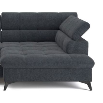 Fällbar L-formad soffa MARANO rätt svart