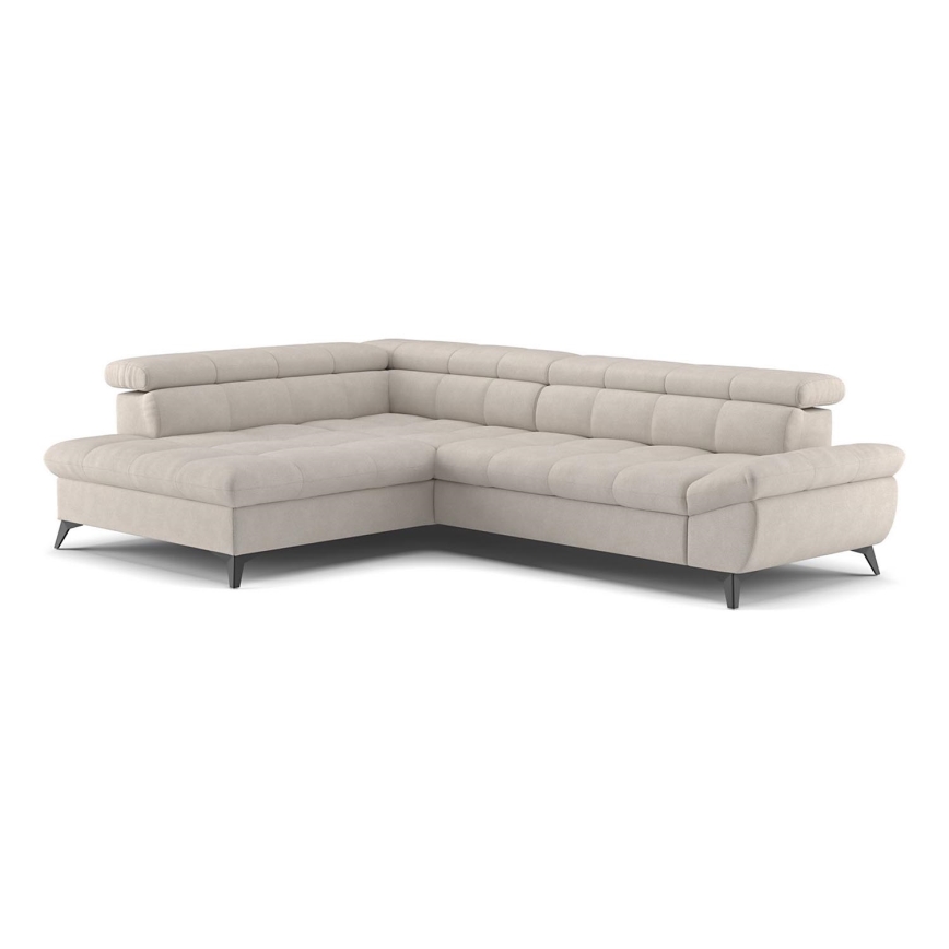 Fällbar L-formad soffa MARANO vänster beige