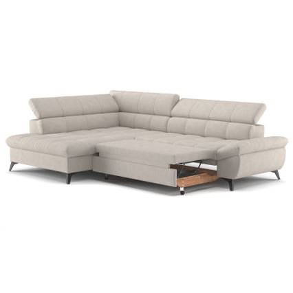 Fällbar L-formad soffa MARANO vänster beige