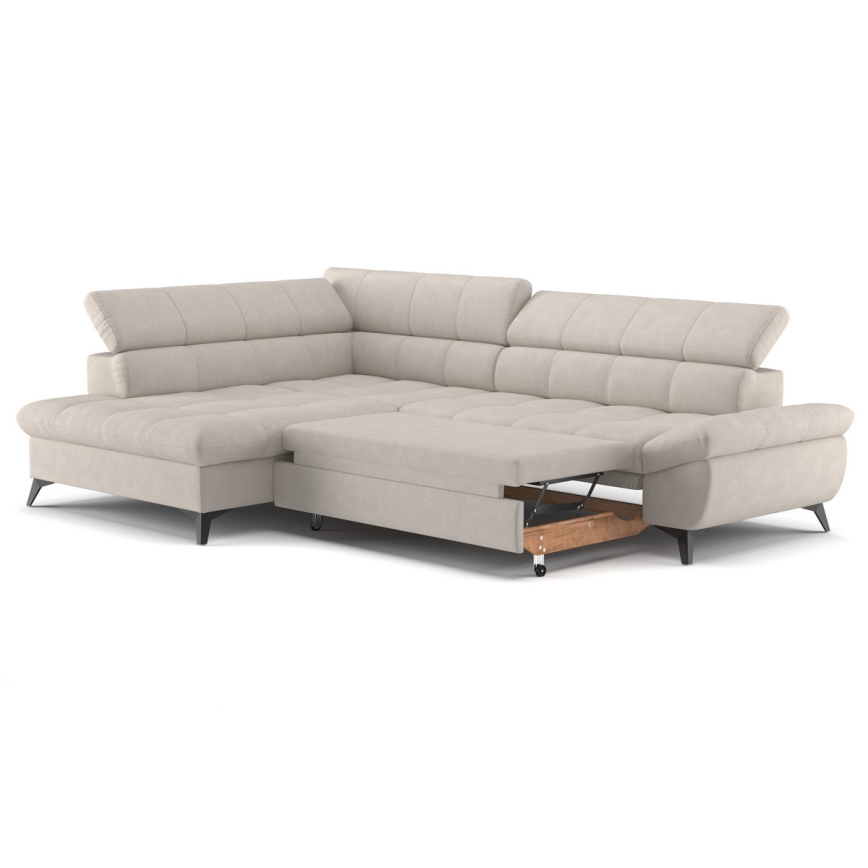 Fällbar L-formad soffa MARANO vänster beige