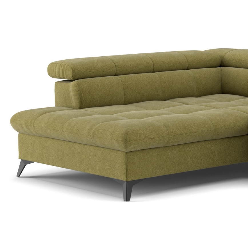 Fällbar L-formad soffa MARANO vänster oliv