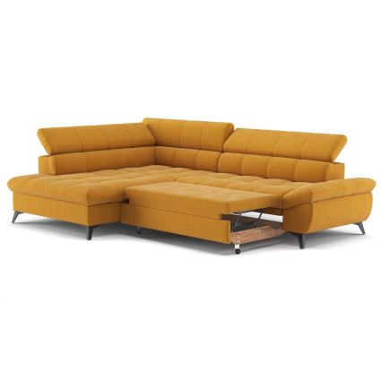 Fällbar L-formad soffa MARANO vänster orange