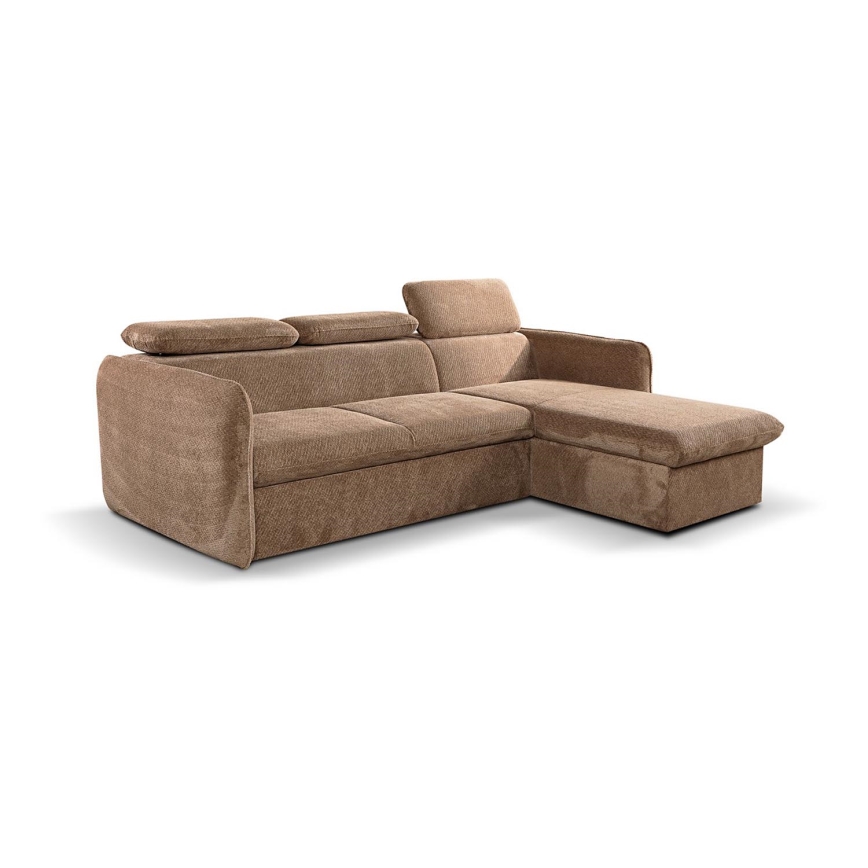 Fällbar L-formad soffa med förvaringsutrymme BEJA beige rätt