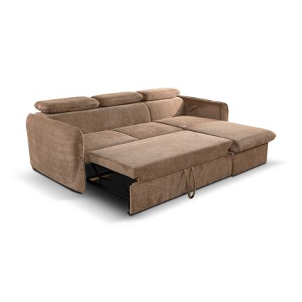 Fällbar L-formad soffa med förvaringsutrymme BEJA beige rätt