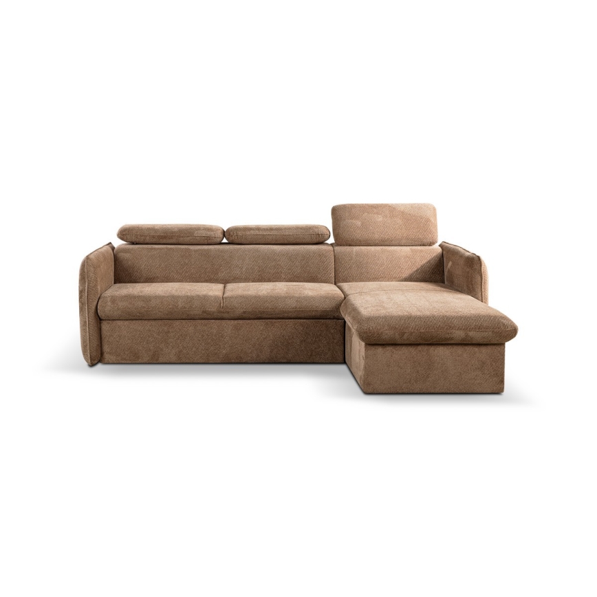 Fällbar L-formad soffa med förvaringsutrymme BEJA beige rätt