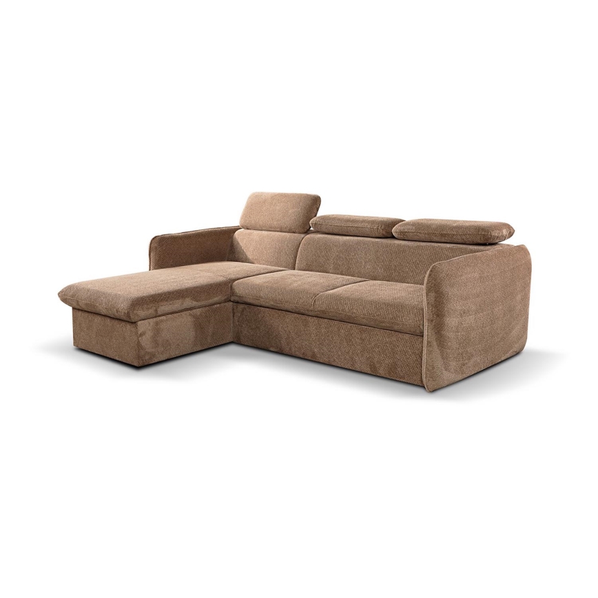 Fällbar L-formad soffa med förvaringsutrymme BEJA beige vänster