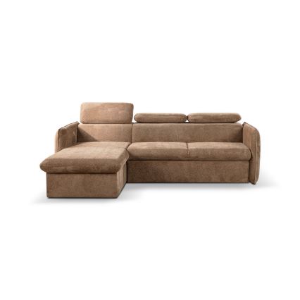 Fällbar L-formad soffa med förvaringsutrymme BEJA beige vänster