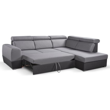 Fällbar L-formad soffa med förvaringsutrymme MATRIX grå rätt