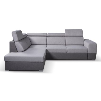 Fällbar L-formad soffa med förvaringsutrymme MATRIX grå vänster