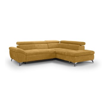 Fällbar L-formad soffa SALERNO rätt gul