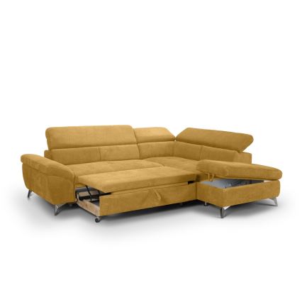 Fällbar L-formad soffa SALERNO rätt gul