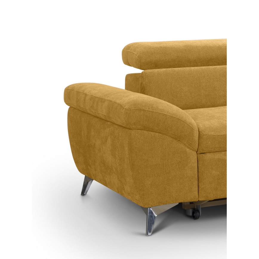 Fällbar L-formad soffa SALERNO rätt gul