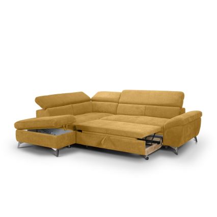 Fällbar L-formad soffa SALERNO vänster gul