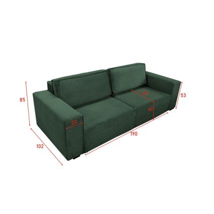 Fällbar soffa med förvaringsutrymme RONDA grön