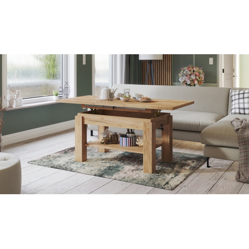 Fällbart soffbord med en hylla ADONIS ek