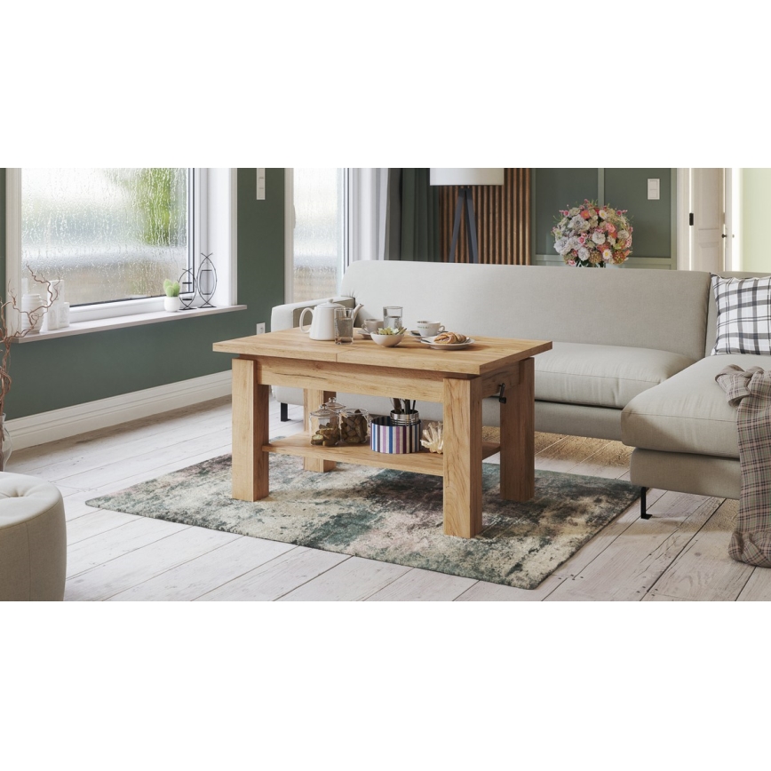 Fällbart soffbord med en hylla ADONIS ek