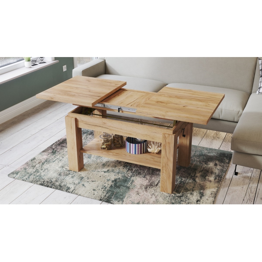 Fällbart soffbord med en hylla ADONIS ek