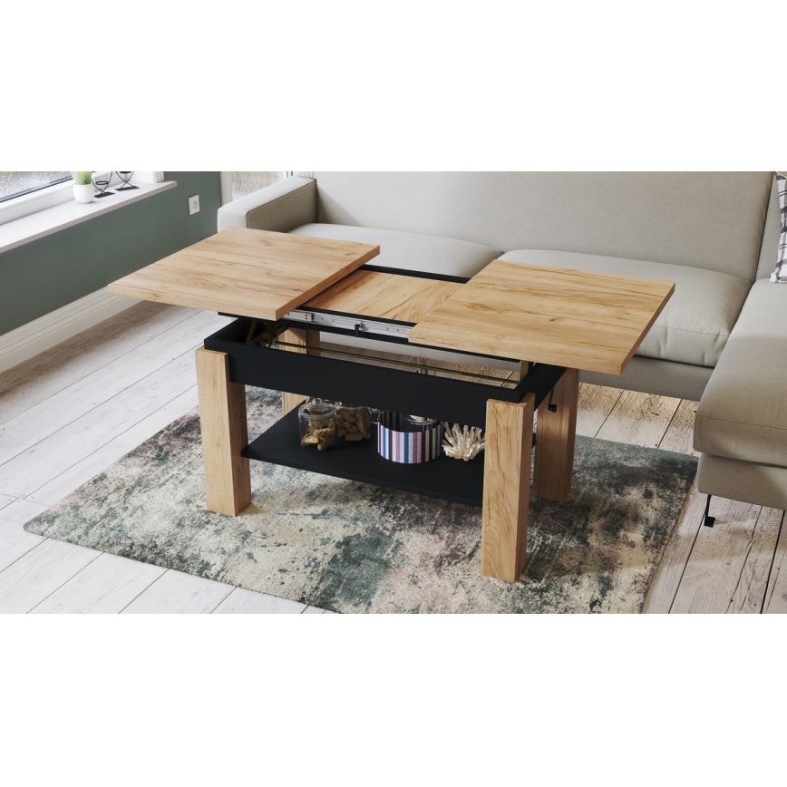 Fällbart soffbord med en hylla ADONIS ek/svart