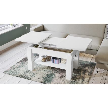 Fällbart soffbord med en hylla ADONIS vit