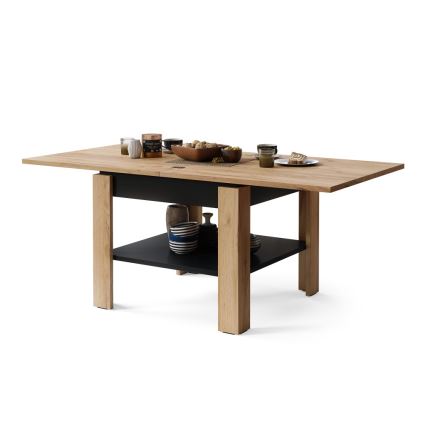 Fällbart soffbord med hylla LIA ek/svart